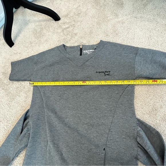 TRIPLE Five Soul heather gray tie front sweatshirt sweater dress Sz L - Picture 11 of 14
